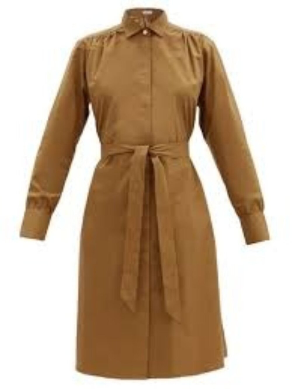 Officine Générale Brown Cotton Belted Shirt Dress Medium